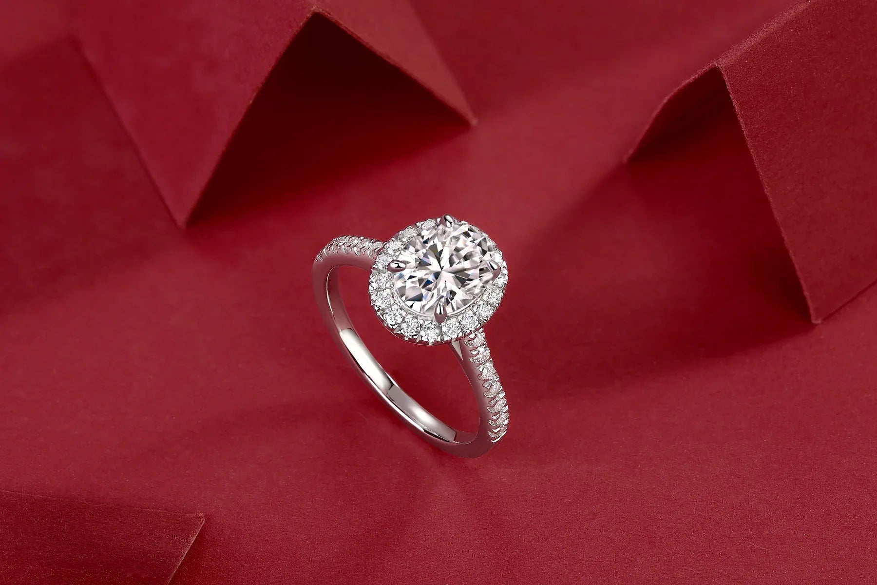 Audrey - Set With Top-quality Moissanite S925 Silver And Platinum-plated Diamond Wedding Ring. The Ring Can Be Inspected With A Diamond Pen - AURIEVAA