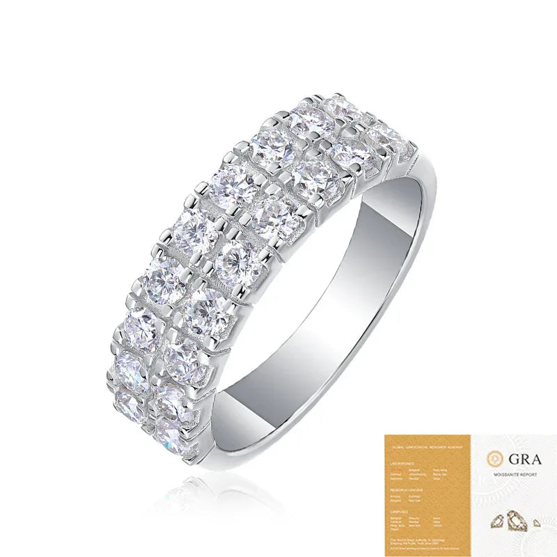 Moissanite S925 Sterling Silver Light Luxury Online Influencer Ring Women - AURIEVAA