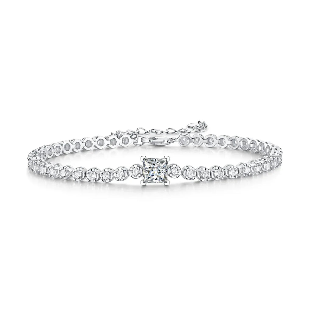 Rubik's Cube Luxury Fashion Mosan Diamond Silver Jewelry Comparable To Natural Diamond Bracelet - AURIEVAA