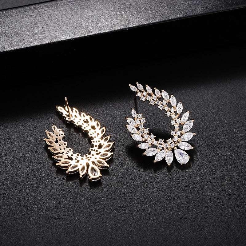 Exaggerated Micro-set Zircon Earrings With Stylish Copper Setting - AURIEVAA