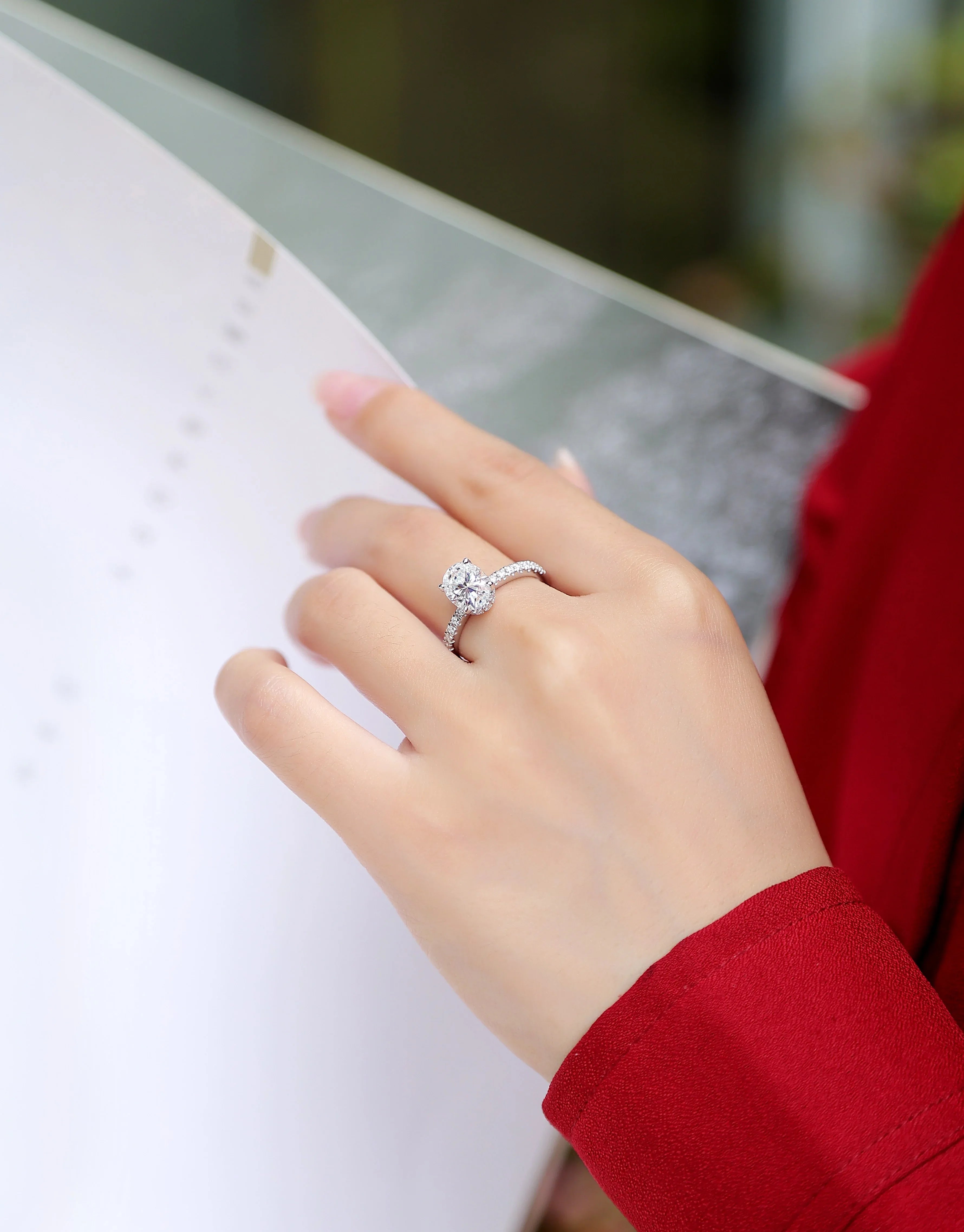 Cinderella - Set With Top-quality Moissanite S925, Silver And Platinum-plated Diamond Wedding Ring. The Ring Can Be Inspected With A Diamond Pen - AURIEVAA