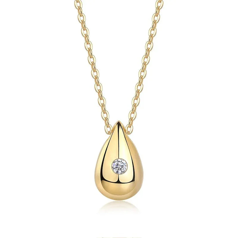 Dreamy Water Drop - A Trendy Diamond Jewelry Necklace Pendant Set With 1-carat Moissanite S925 Sterling Silver And Gold Plating - AURIEVAA