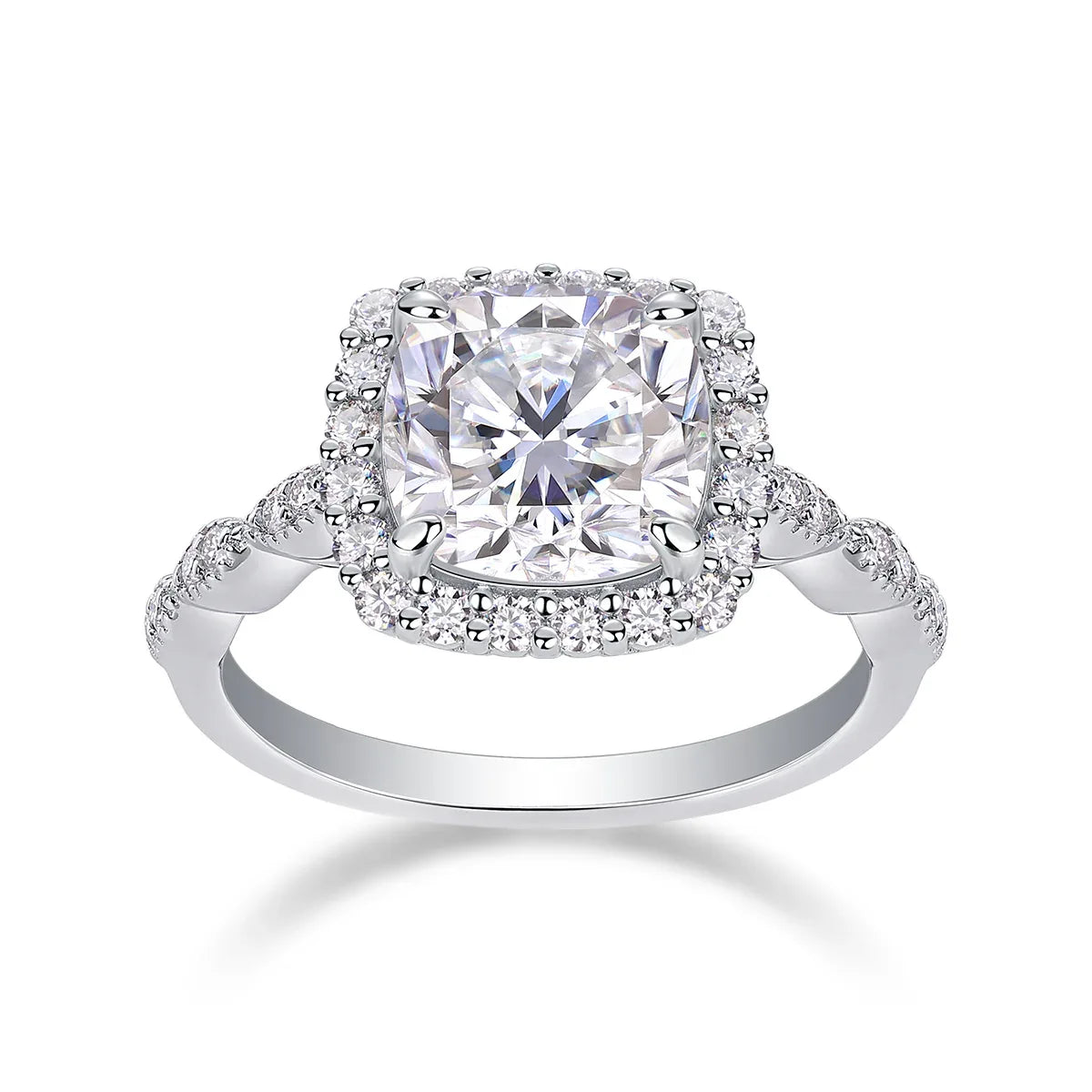 Gorgeous Square Diamond - Set With Moissan S925 Sterling Silver And Platinum-plated Diamond Ring - AURIEVAA