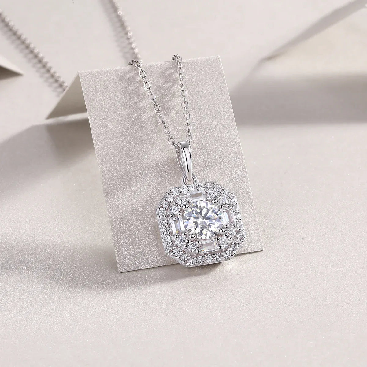 Small Square Bag Luxury Fashion Diamond Pendant Necklace Set With Mosan Diamond Silver Ornaments - AURIEVAA