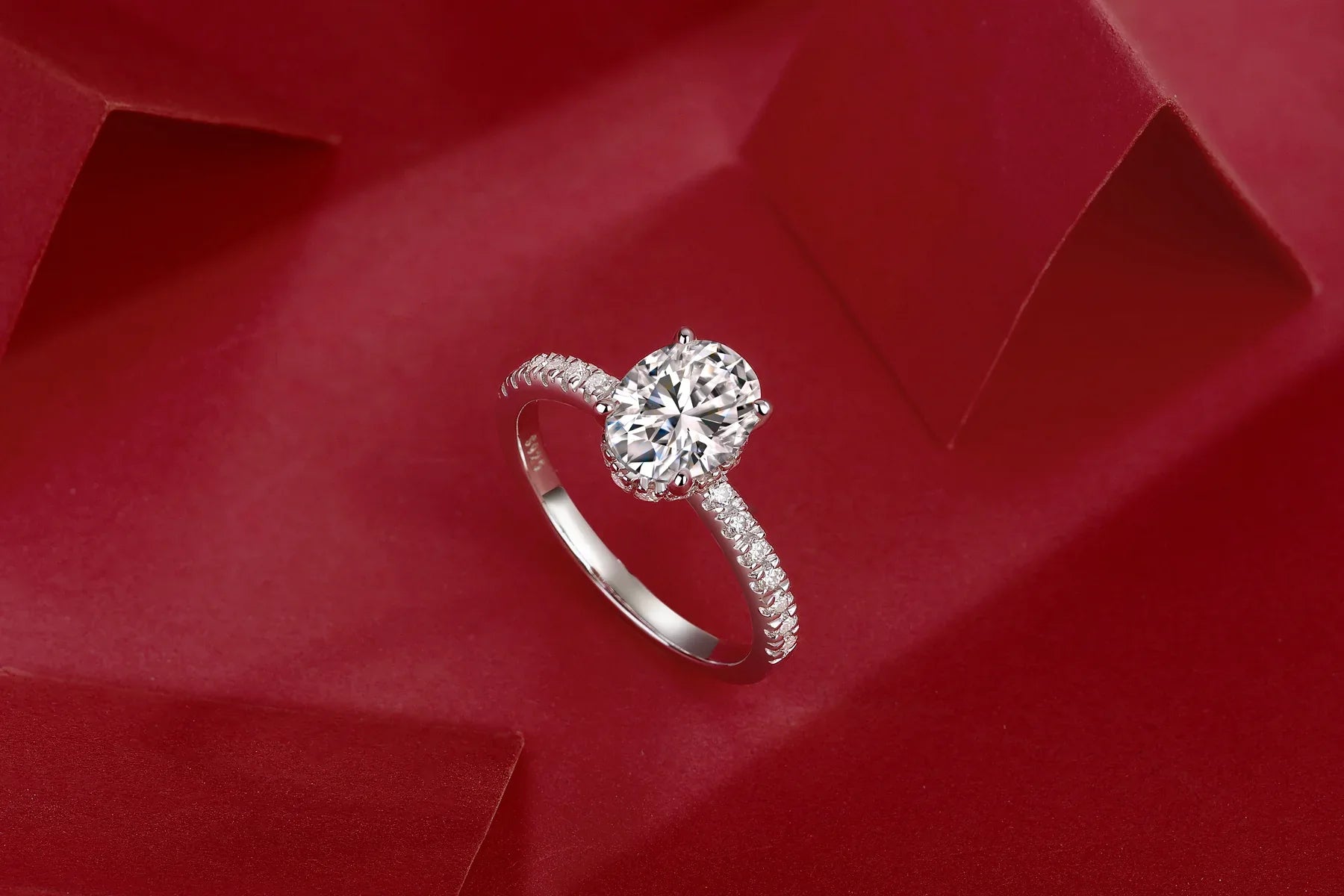 Cinderella - Set With Top-quality Moissanite S925, Silver And Platinum-plated Diamond Wedding Ring. The Ring Can Be Inspected With A Diamond Pen - AURIEVAA