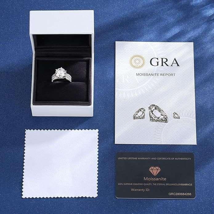 5ct Moissanite Engagement Rings For Women, 11MM Center Stone, D Color VVS1 Created Moissanite Wedding Promise Proposal Rings For Women Her, Anniversary Luxurious Bridal Gift - AURIEVAA