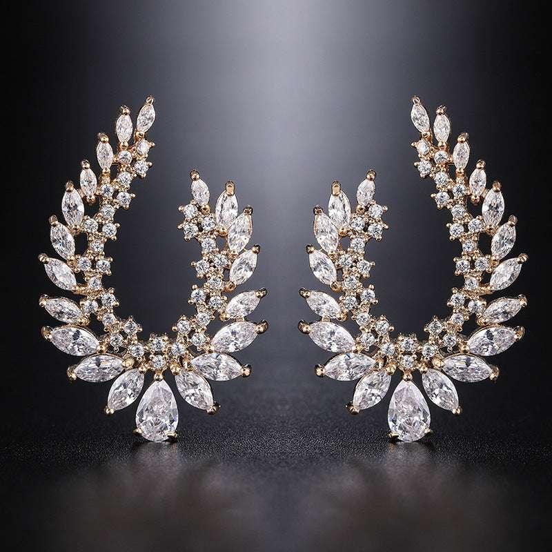 Exaggerated Micro-set Zircon Earrings With Stylish Copper Setting - AURIEVAA