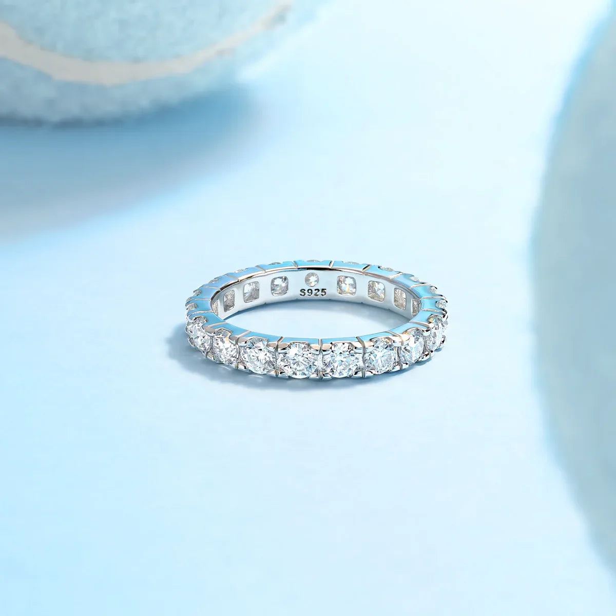Van Gogh Starry Sky - A Wedding Ring Set With 0.1-carat Top-quality Moissanite S925 Silver And Platinum-plated Diamond. The Ring Can Be Inspected With A Diamond Pen - AURIEVAA