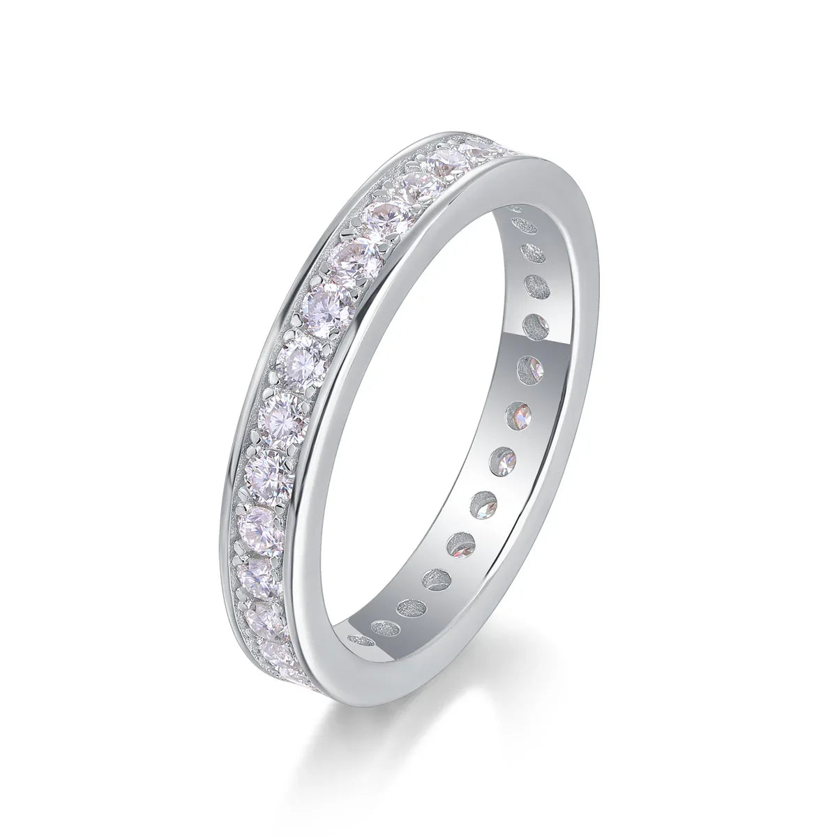 Trajectory - Set With Top-quality Moissanite S925 Silver And Platinum-plated Diamond Wedding Ring, The Ring Can Be Tested With A Diamond Pen In Gold And Rose Gold - AURIEVAA