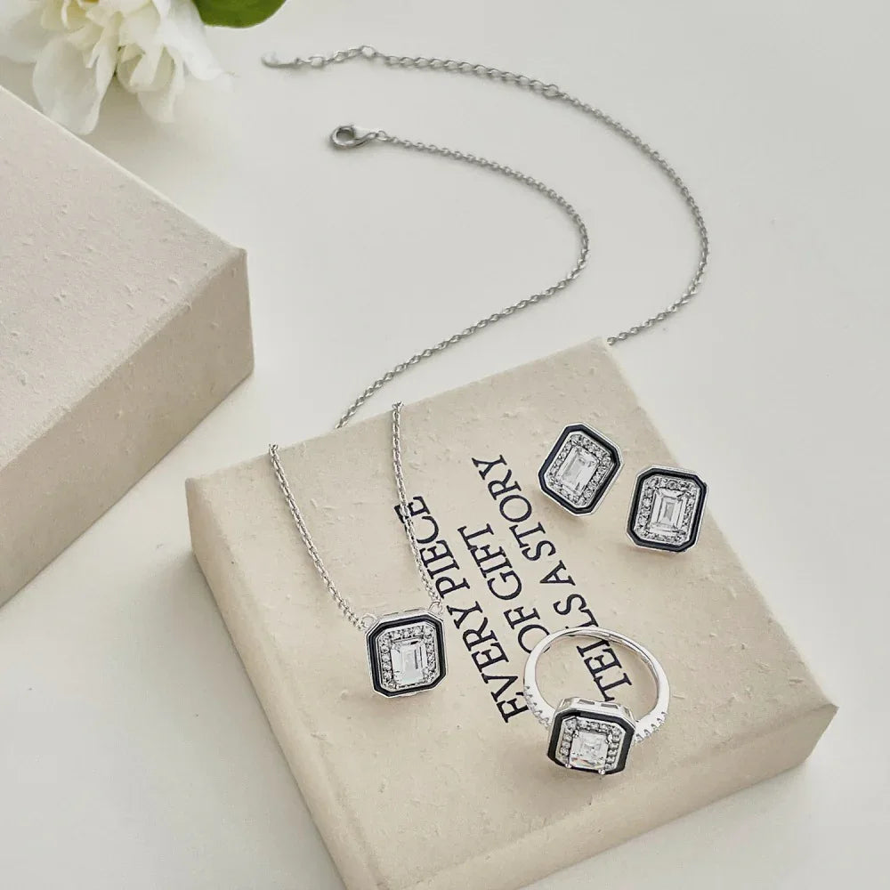 S925 Sterling Silver Ring Necklace And Earring Suit - AURIEVAA
