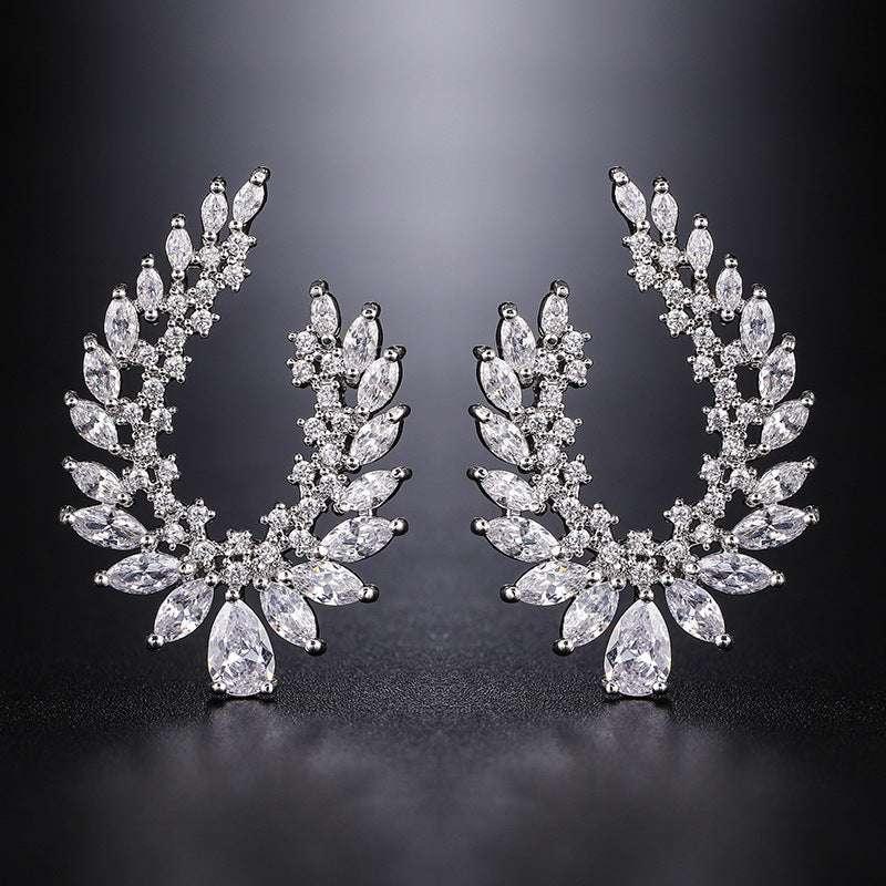 Exaggerated Micro-set Zircon Earrings With Stylish Copper Setting - AURIEVAA