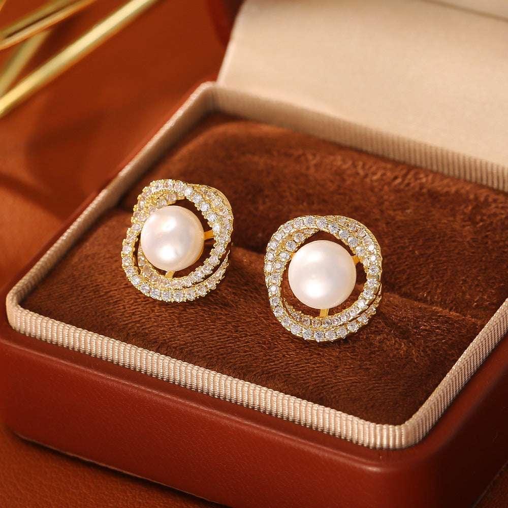 Natural Pearl Winding Ear Studs High Sense Fashion Exquisite And Versatile - AURIEVAA