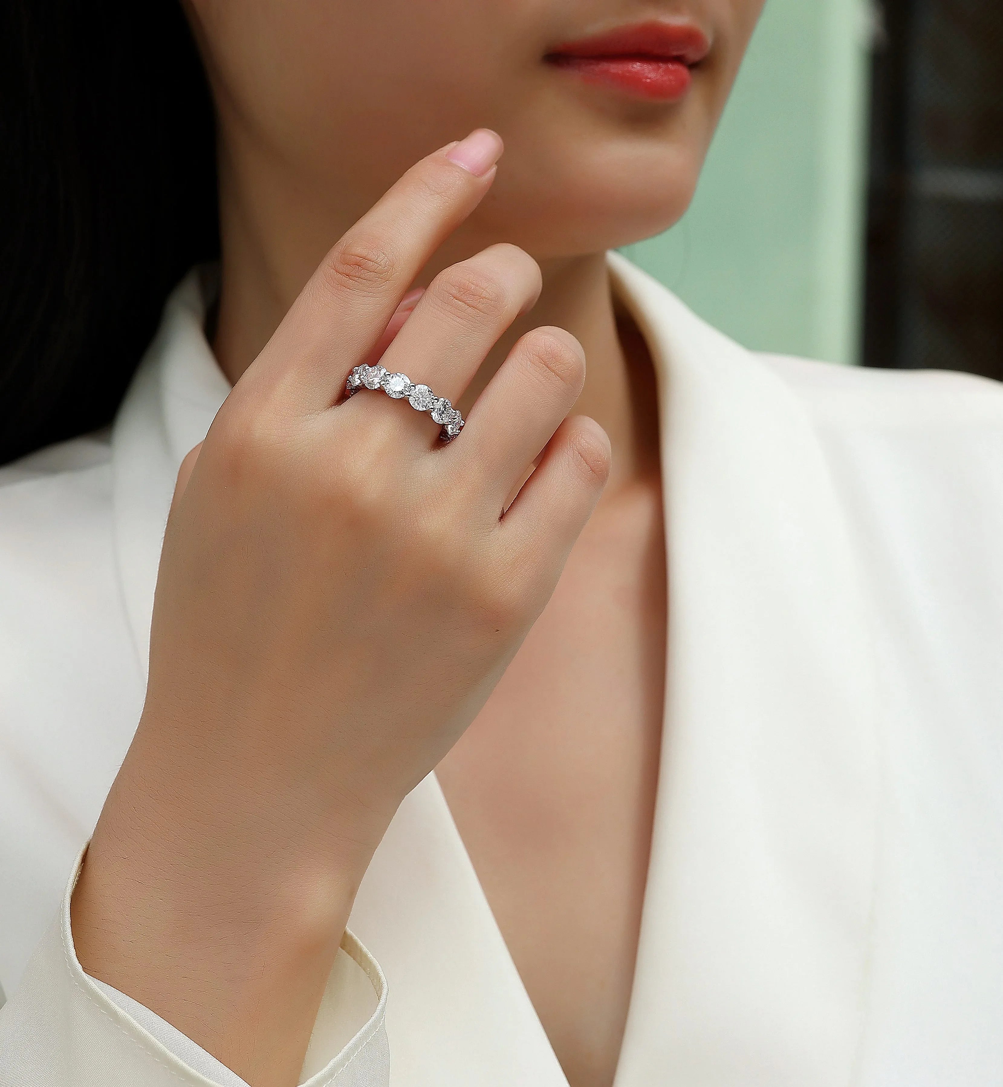 Dazzling Moments - A Fashionable And Luxurious Jewelry Accessory Set With Moissanite S925 Sterling Silver And Platinum-plated Diamond - AURIEVAA