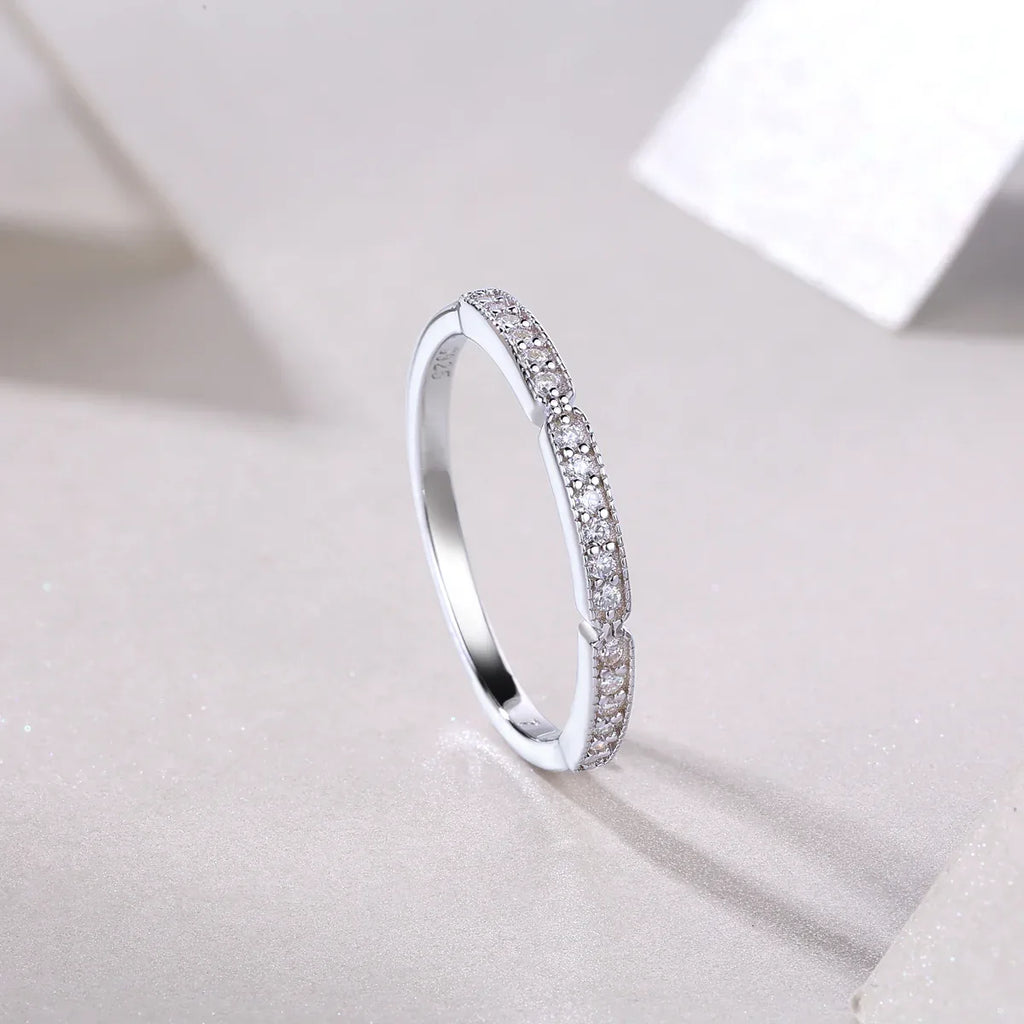 Youth - Set With Top-quality Moissanite S925 Silver And Platinum-plated Diamond Wedding Ring. The Ring Can Be Tested With A Diamond Pen In Gold And Rose Gold - AURIEVAA