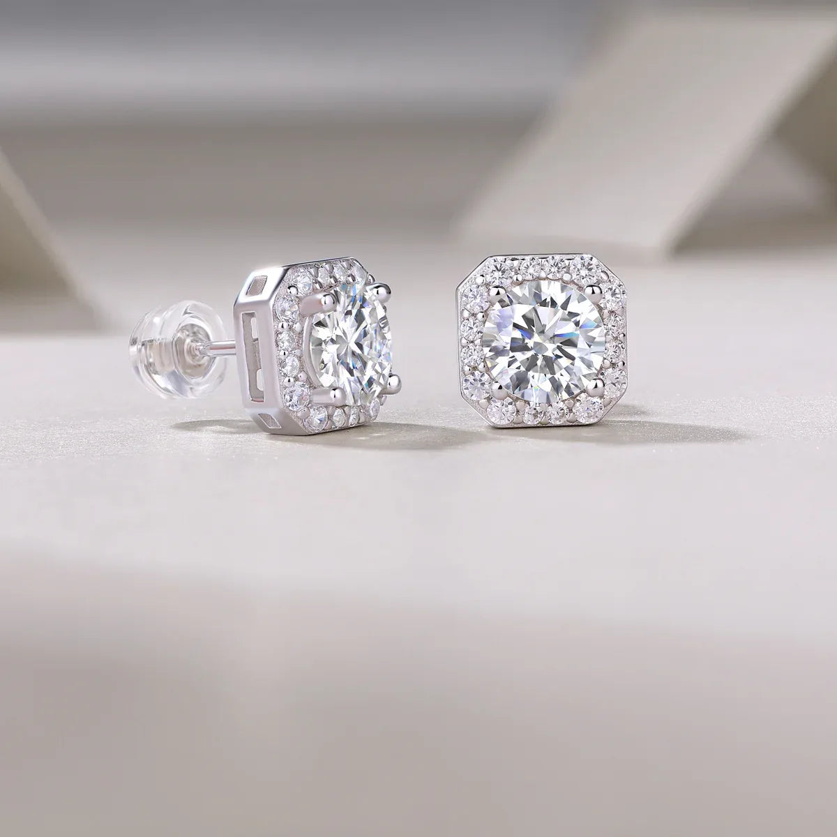 Heart Rose Luxury Fashion Diamond Earrings Stud Set With Mosan Diamond Silver Ornaments - AURIEVAA