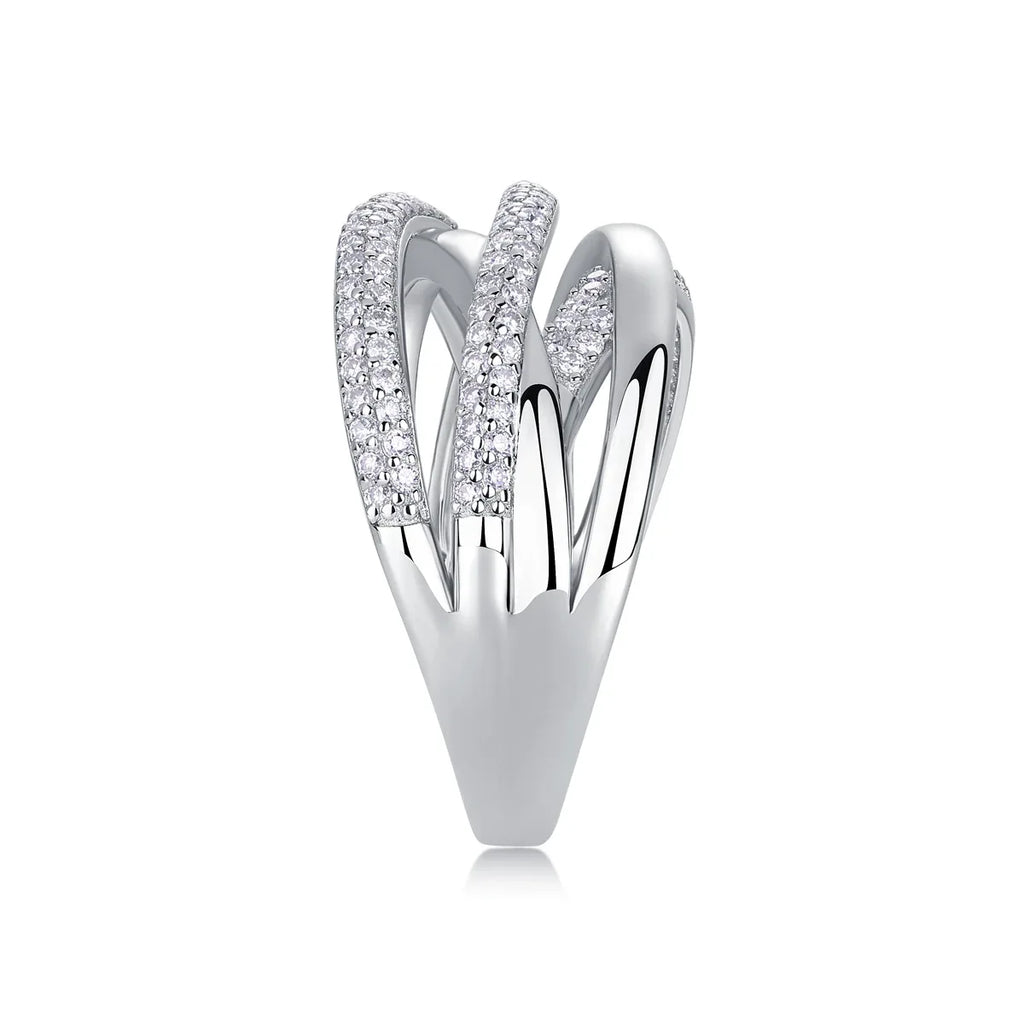 Brilliant Interweaving - A Fashionable And Luxurious Jewelry Accessory Set With Moissanite S925 Sterling Silver And Platinum-plated Diamond - AURIEVAA