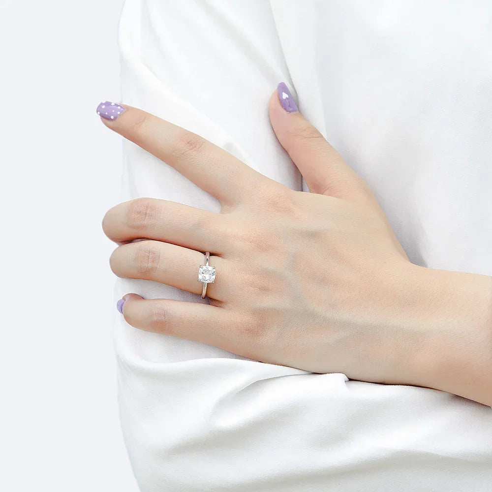 Single Rhinestone Ring S925 Sterling Silver Inlaid Zircon - AURIEVAA