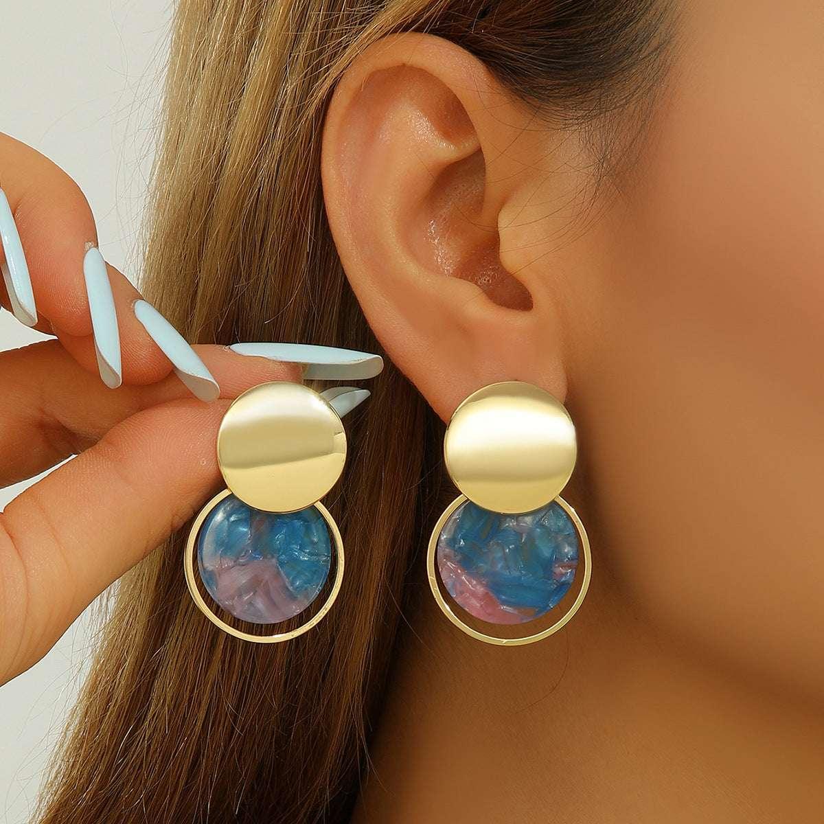 Japanese And Korean Fashion Matte Marble Pattern Earrings - AURIEVAA