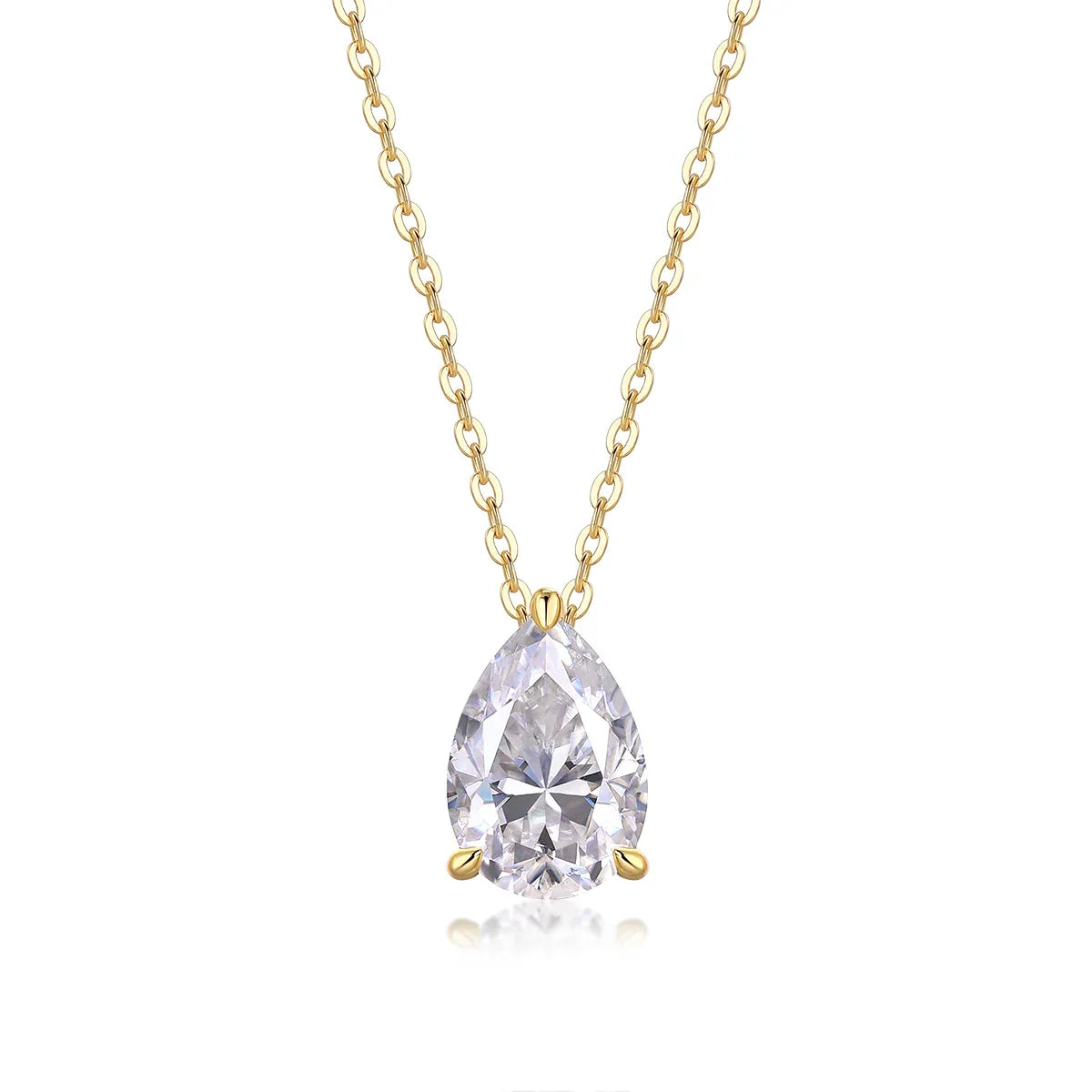 Under The Moon - A Fashionable And Trendy Diamond Pendant Necklace Set With Pear-shaped Moissanite S925 Sterling Silver And Gold Plating - AURIEVAA