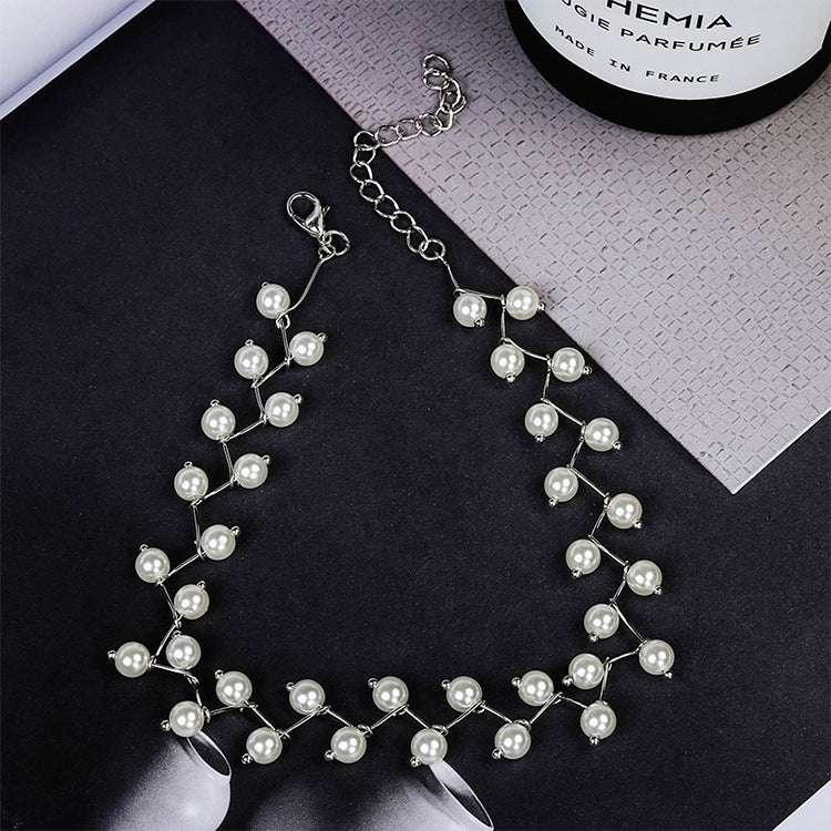 Pearl clavicle chain neck strap simple short paragraph - AURIEVAA