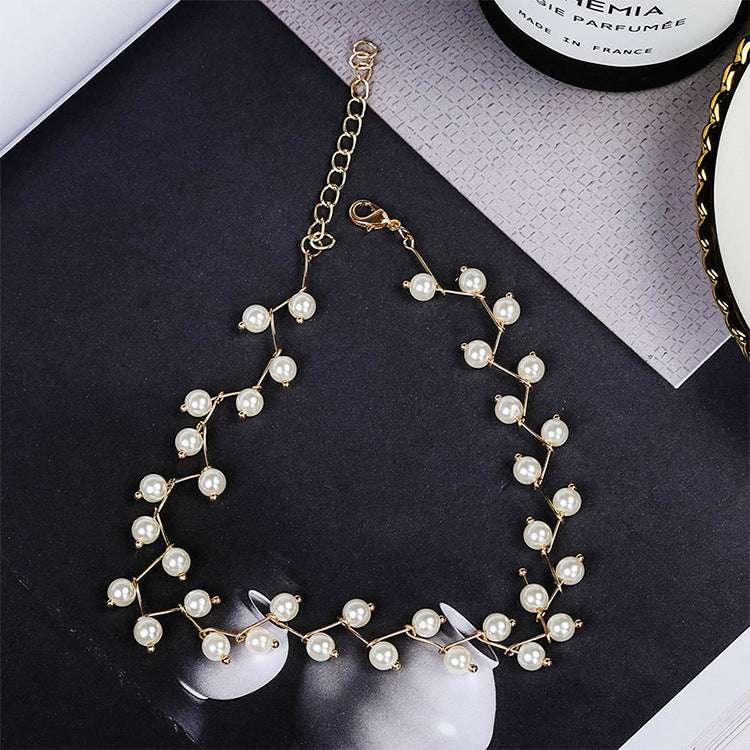 Pearl clavicle chain neck strap simple short paragraph - AURIEVAA