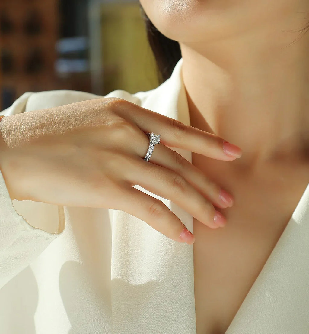 Arrange Large Diamond Rings, Wedding Rings, Luxury Fashion Set Moissanite Silver Rings - AURIEVAA