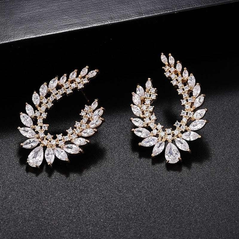 Exaggerated Micro-set Zircon Earrings With Stylish Copper Setting - AURIEVAA