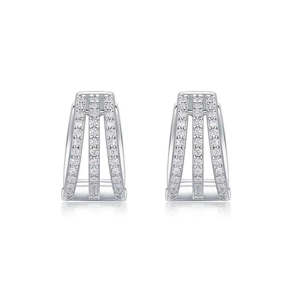 Human March Luxury Fashion Diamond Earrings Stud Inlaid With Mosan Diamond Silver Jewelry - AURIEVAA