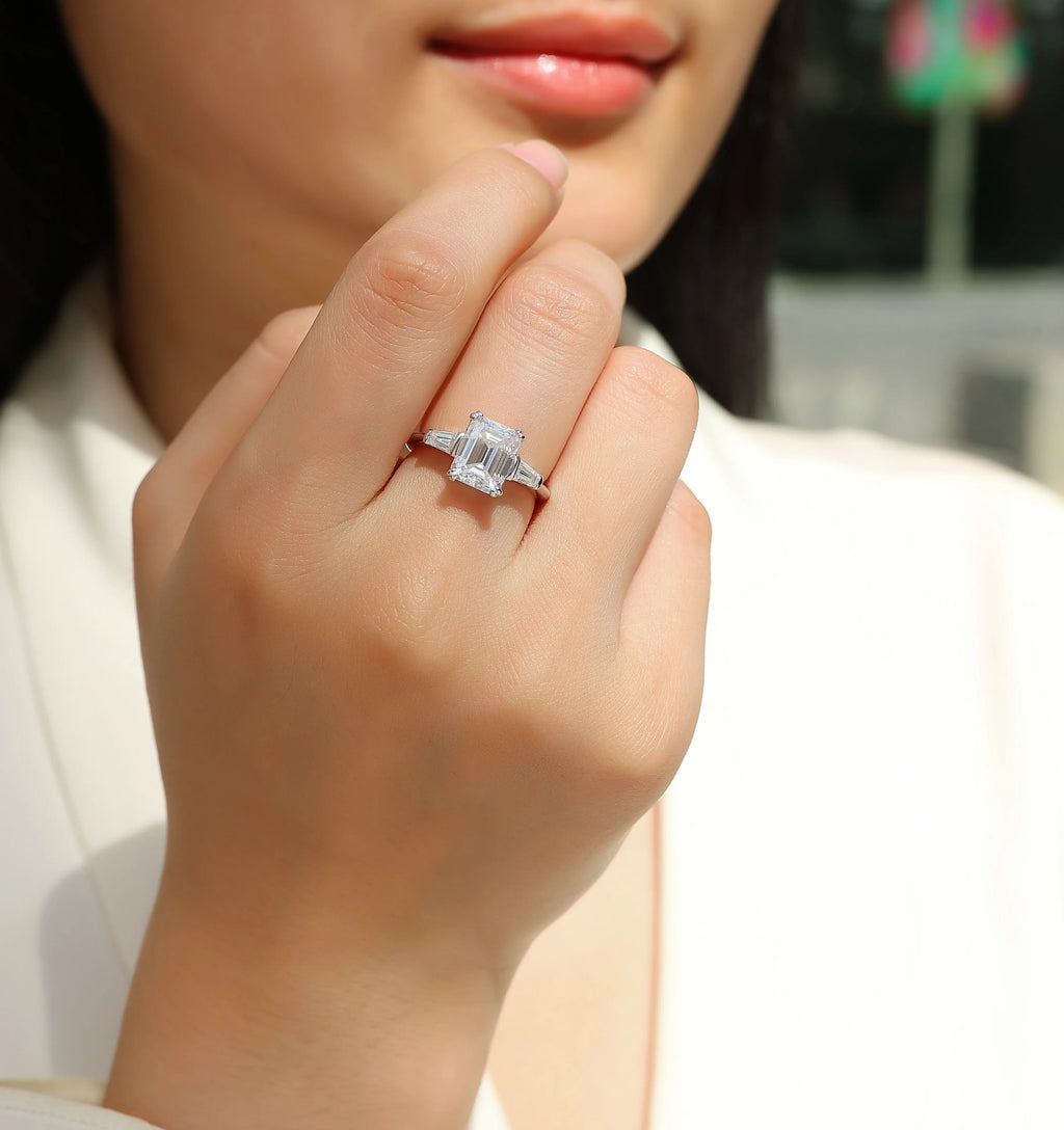 Starry Sky Mirror - A Fashionable Diamond Jewelry Piece Set With Moissanite S925 Sterling Silver And Platinum Diamond Ring - AURIEVAA