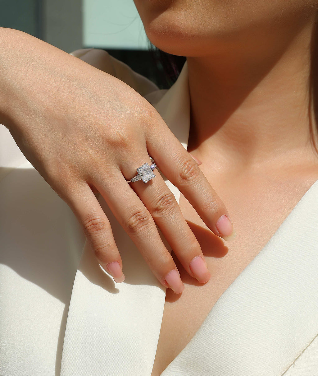 Starry Sky Mirror - A Fashionable Diamond Jewelry Piece Set With Moissanite S925 Sterling Silver And Platinum Diamond Ring - AURIEVAA