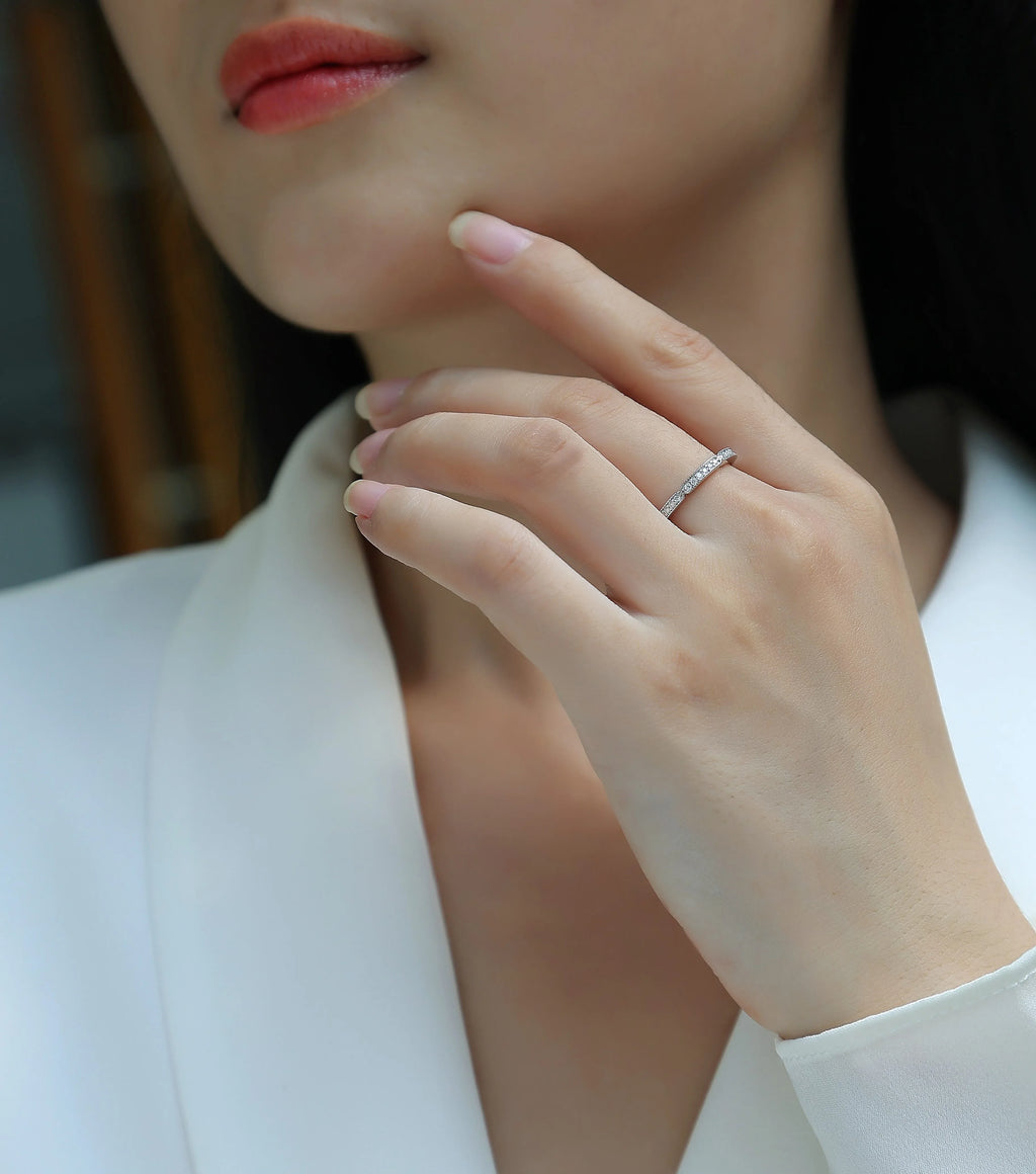 Youth - Set With Top-quality Moissanite S925 Silver And Platinum-plated Diamond Wedding Ring. The Ring Can Be Tested With A Diamond Pen In Gold And Rose Gold - AURIEVAA