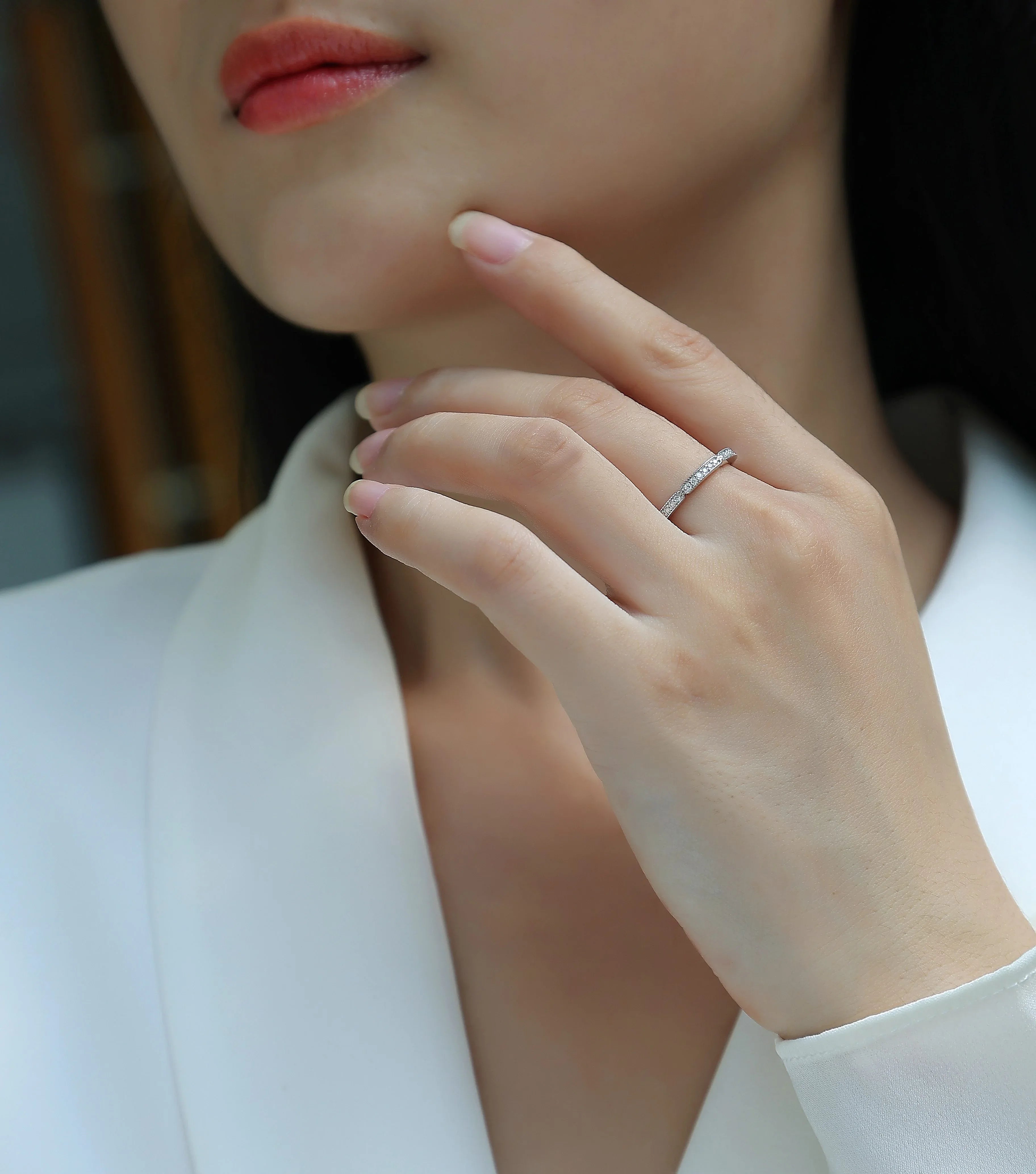 Youth - Set With Top-quality Moissanite S925 Silver And Platinum-plated Diamond Wedding Ring. The Ring Can Be Tested With A Diamond Pen In Gold And Rose Gold - AURIEVAA