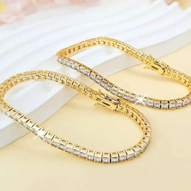 Hip Hop Bracelet Square Zircon Tennis Bracelet - AURIEVAA