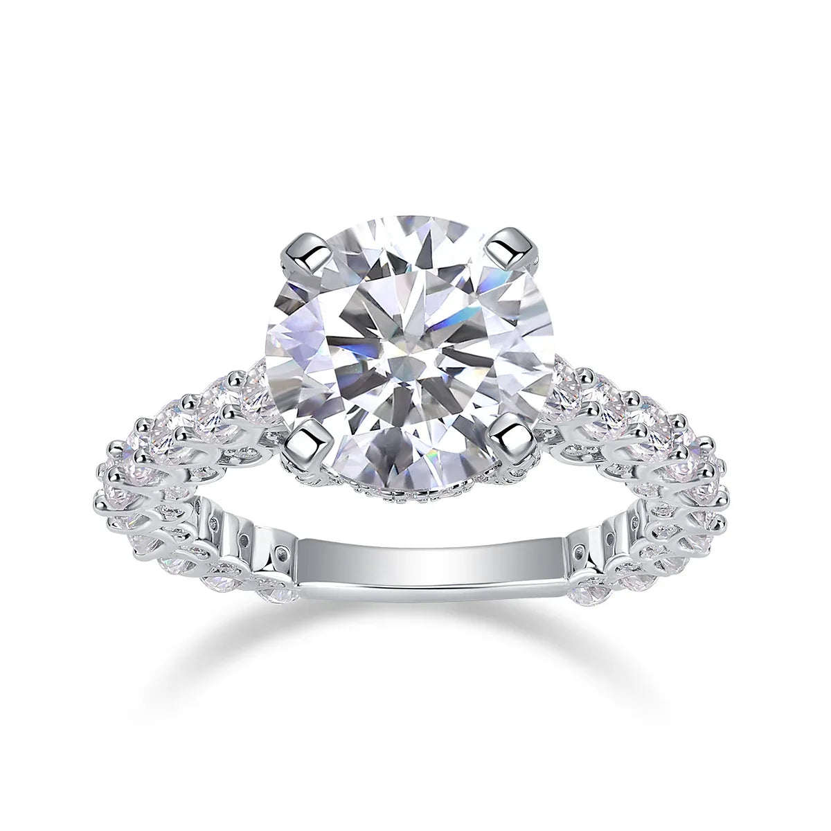Affectionate And Tender - A 5-carat S925 Silver Diamond Wedding Ring Set With Top-quality Moissanite And Platinum Plating. The Ring Can Be Inspected With A Diamond Pen - AURIEVAA