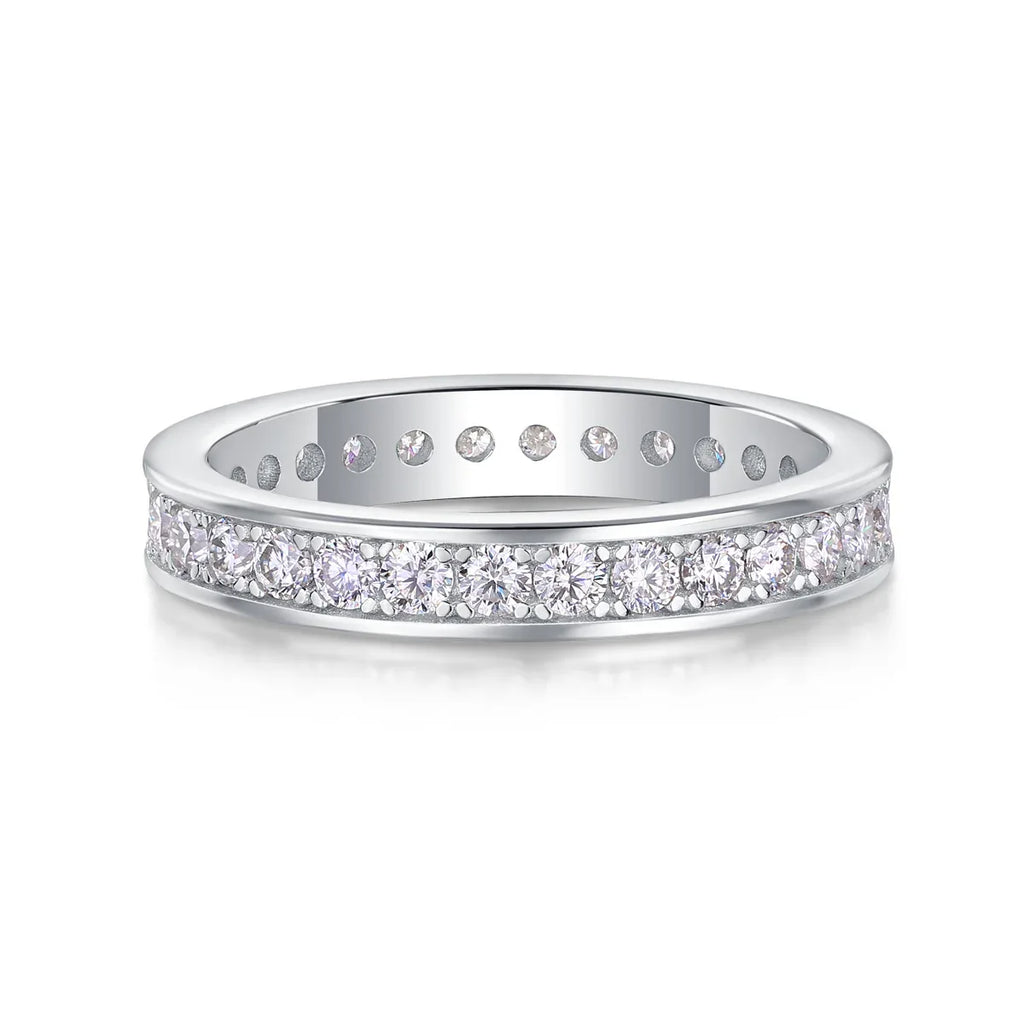 Trajectory - Set With Top-quality Moissanite S925 Silver And Platinum-plated Diamond Wedding Ring, The Ring Can Be Tested With A Diamond Pen In Gold And Rose Gold - AURIEVAA