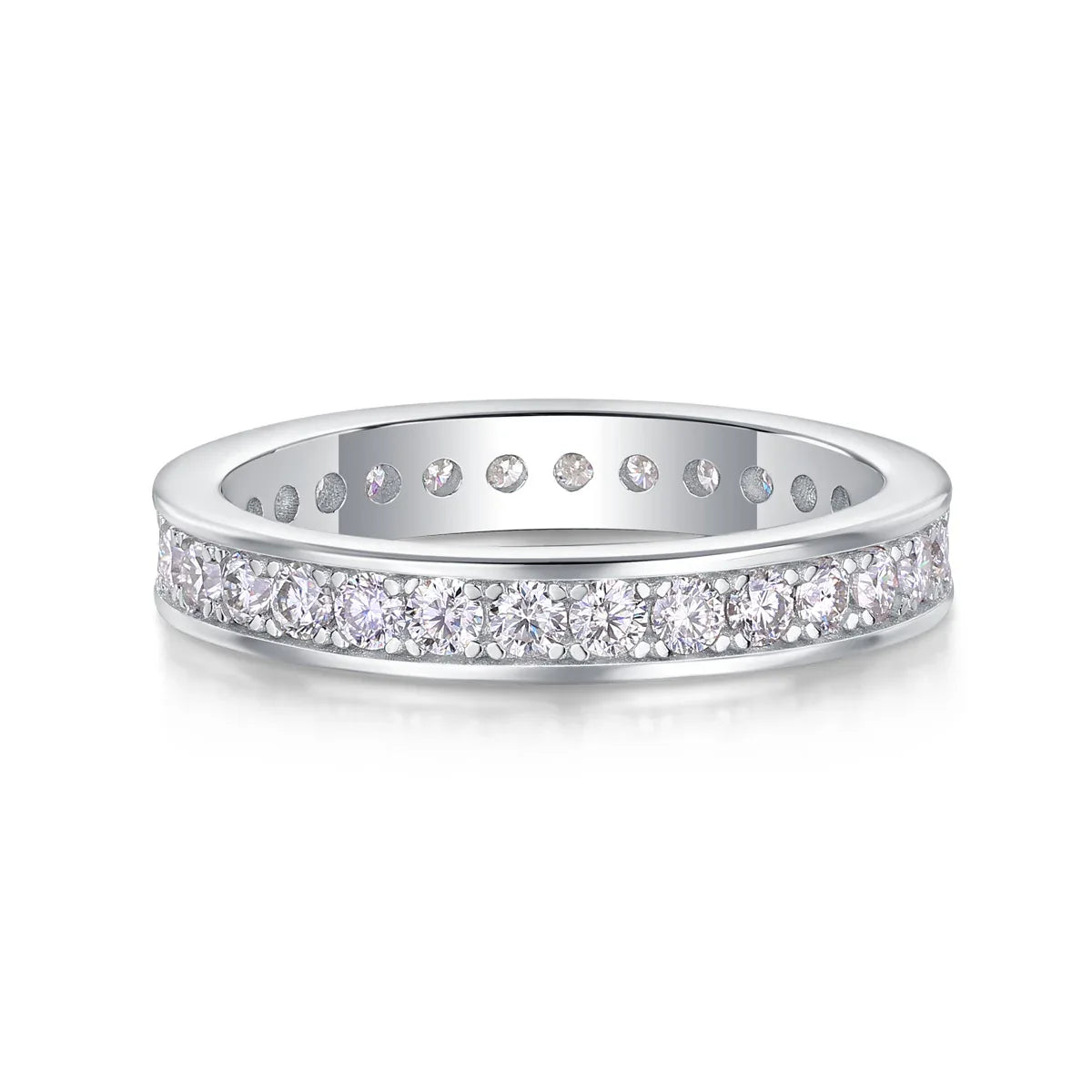 Trajectory - Set With Top-quality Moissanite S925 Silver And Platinum-plated Diamond Wedding Ring, The Ring Can Be Tested With A Diamond Pen In Gold And Rose Gold - AURIEVAA