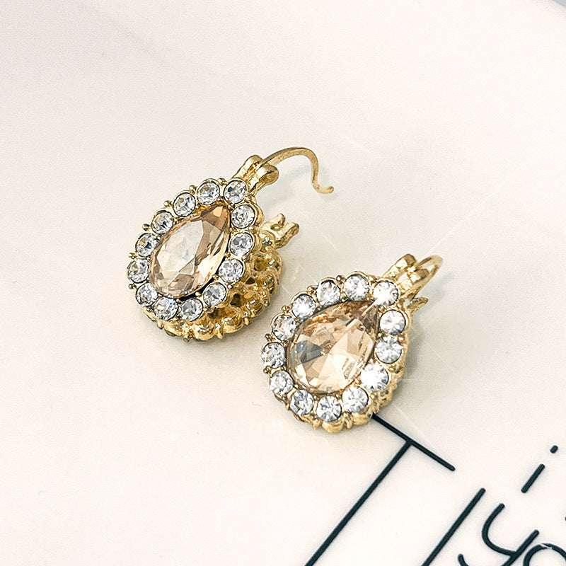 Fashion Double-sided Rhinestone Zircon Water Drops Ear Clip - AURIEVAA