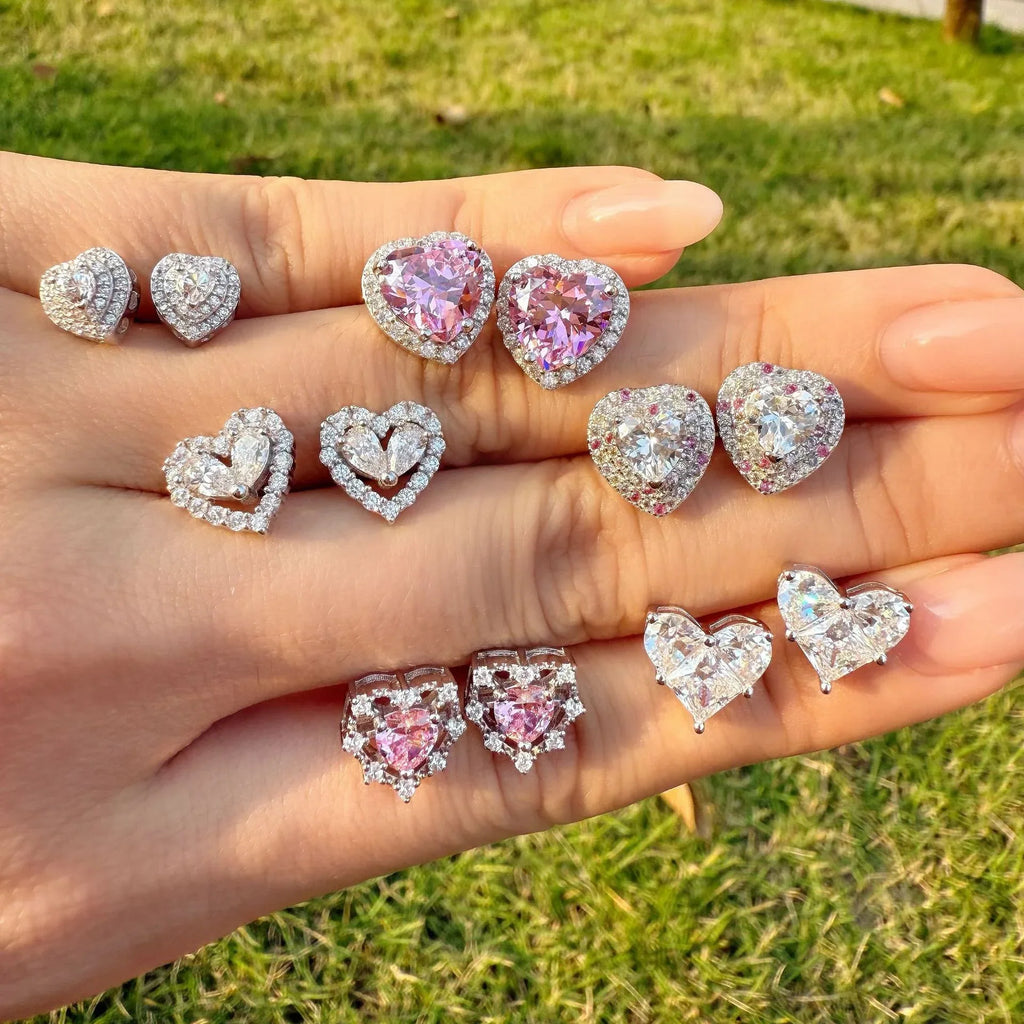 S925 Earrings Sterling Silver High Quality Loving Heart Zircon - AURIEVAA