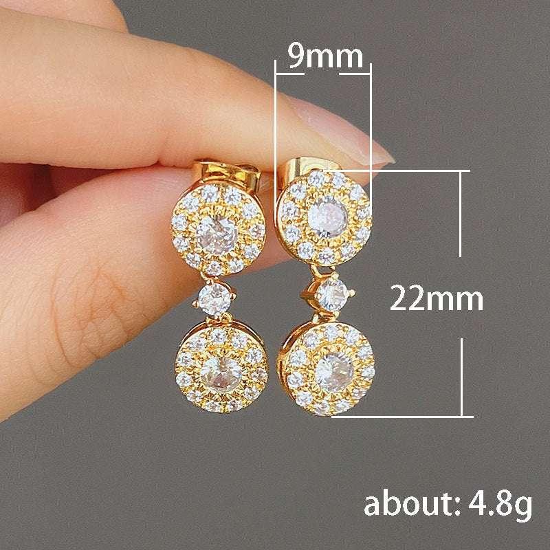 Women's Metal Diamond Round Zircon Stud Earrings - AURIEVAA