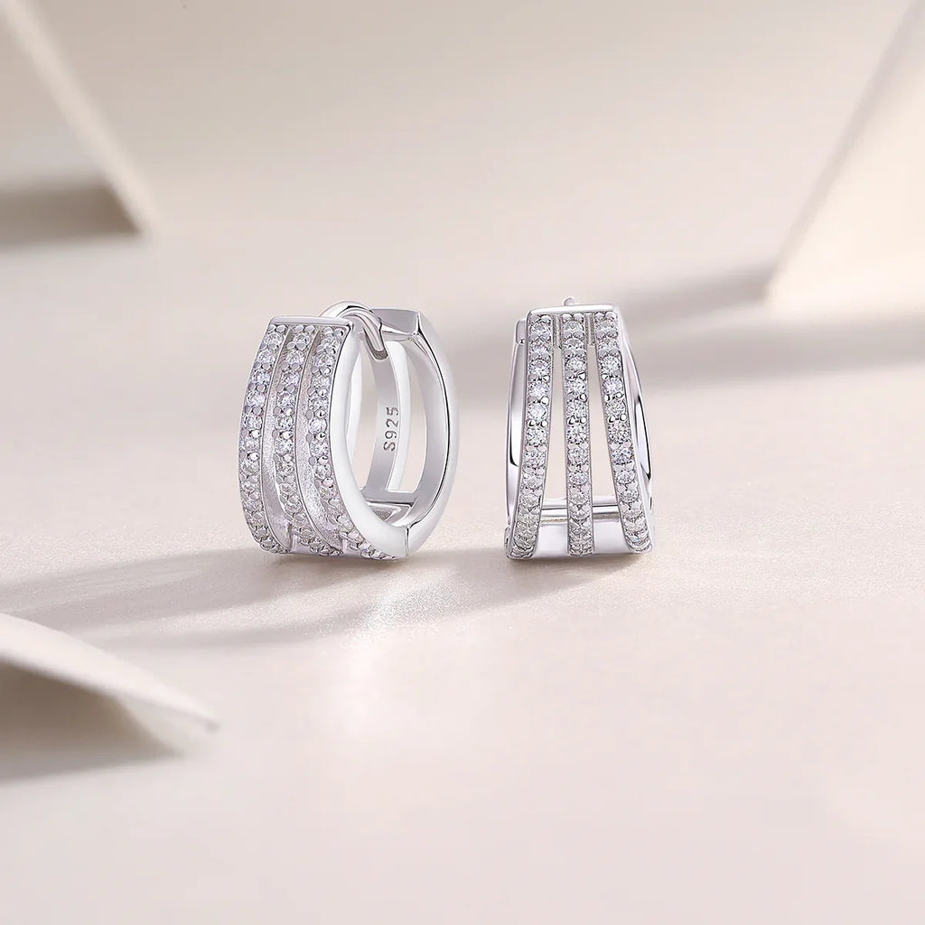 Human March Luxury Fashion Diamond Earrings Stud Inlaid With Mosan Diamond Silver Jewelry - AURIEVAA