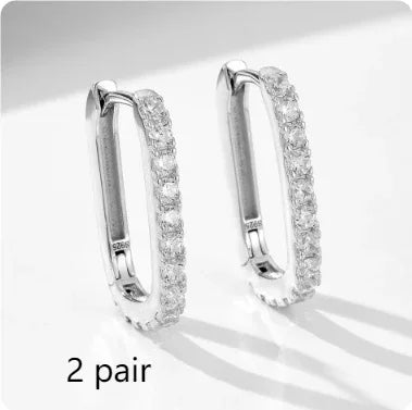 S925 Sterling Silver Oval Zircon Earrings Ear Clip Women - AURIEVAA