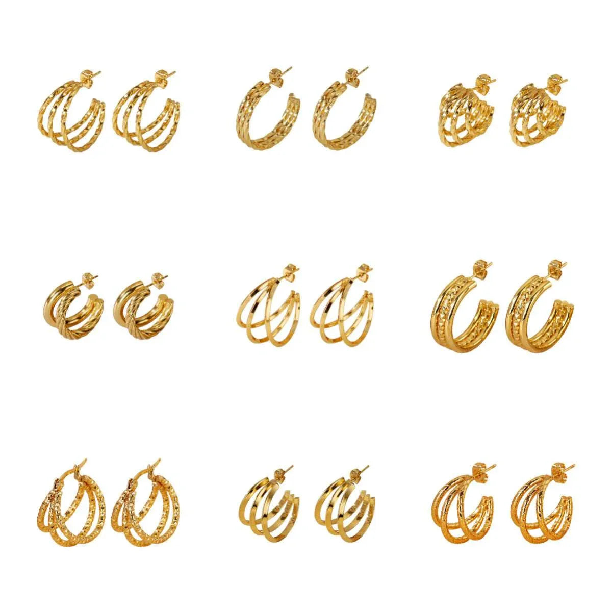 Geometric Line Splicing Earrings Hypoallergenic - AURIEVAA