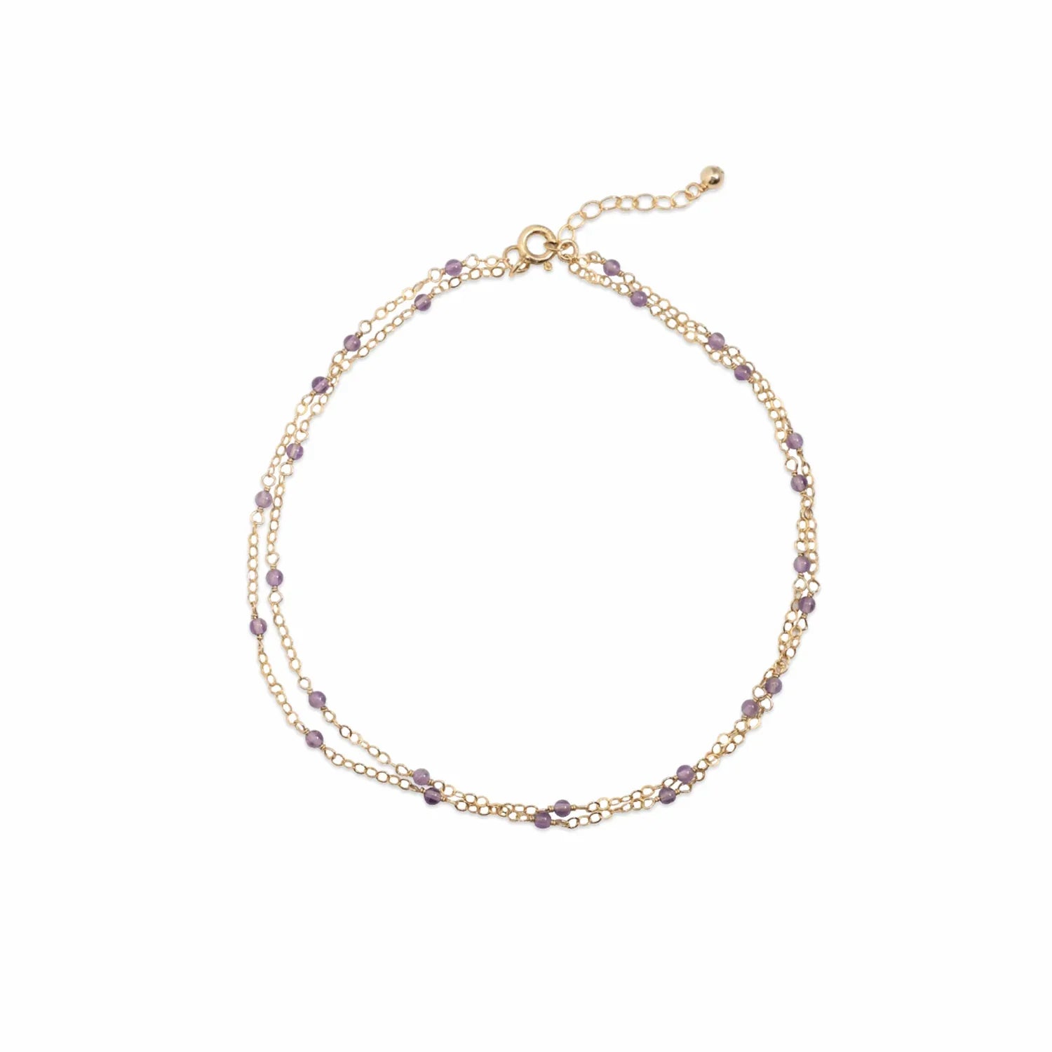 Amethyst Layered Anklet - AURIEVAA