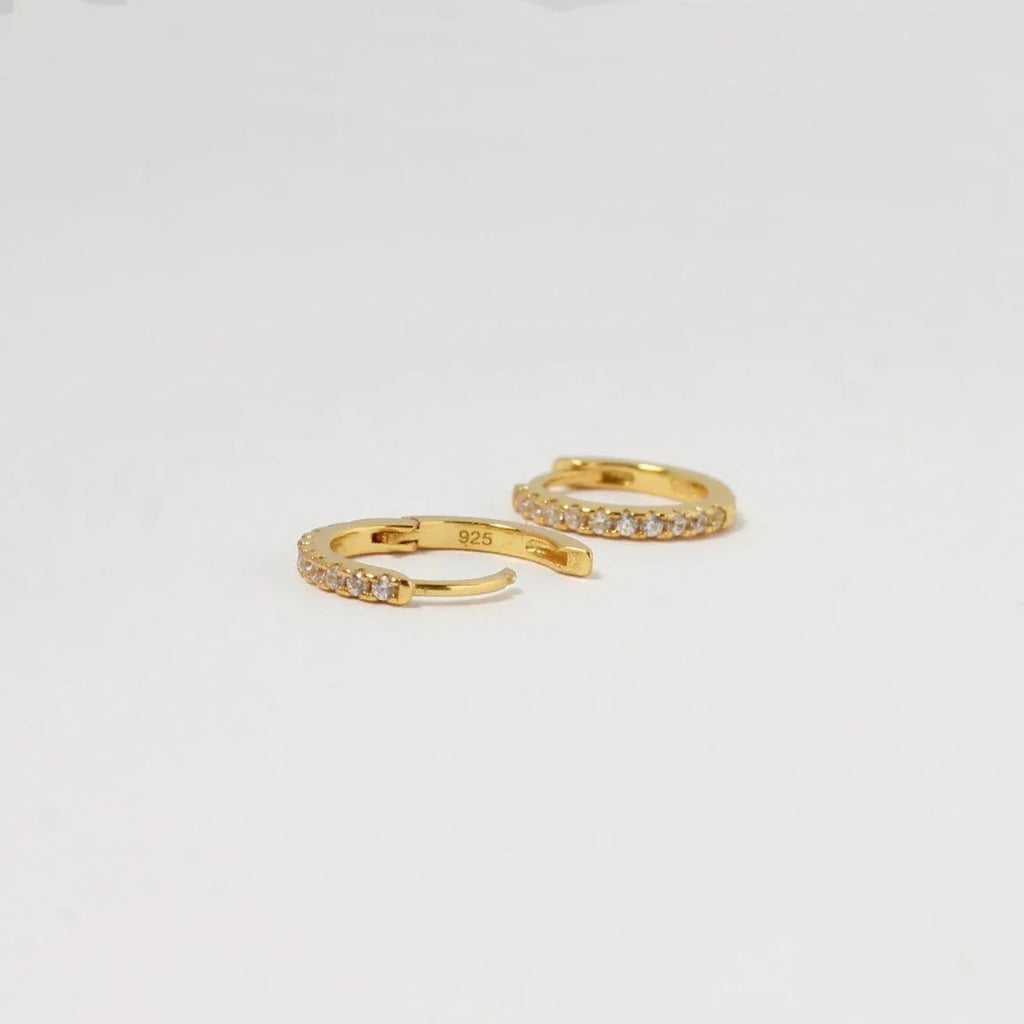 Reversible Pave Crystal Huggie Hoops - AURIEVAA