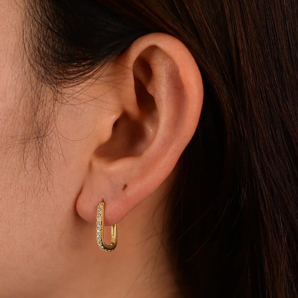 S925 Sterling Silver Oval Zircon Earrings Ear Clip Women - AURIEVAA