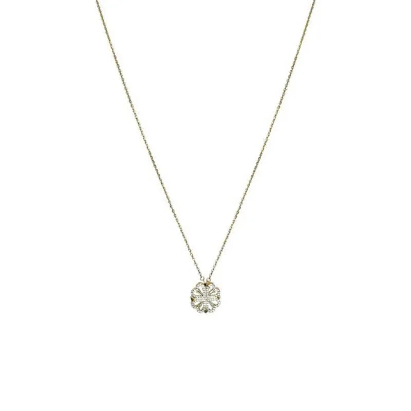 Retro Magnetic Folding Heart Shaped Four Leaf Clover Pendant Necklace Women Love Clavicle Chain Gifts Openable Choker Jewelry - AURIEVAA
