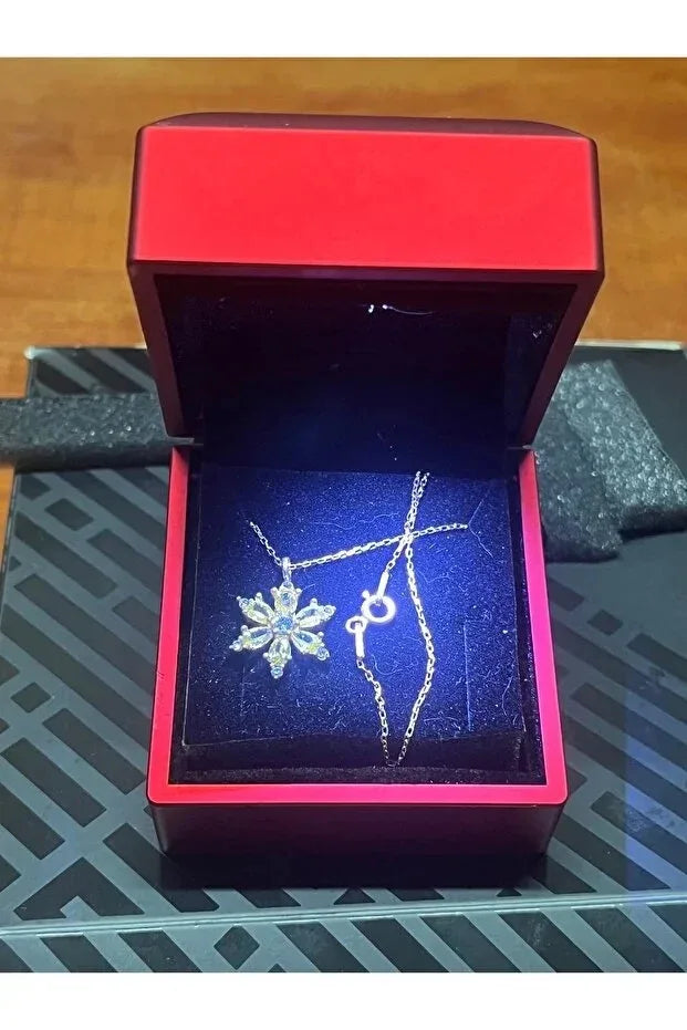 925 Sterling Silver Lotus Camellia Necklace With Amethyst Teardrop Stone - AURIEVAA