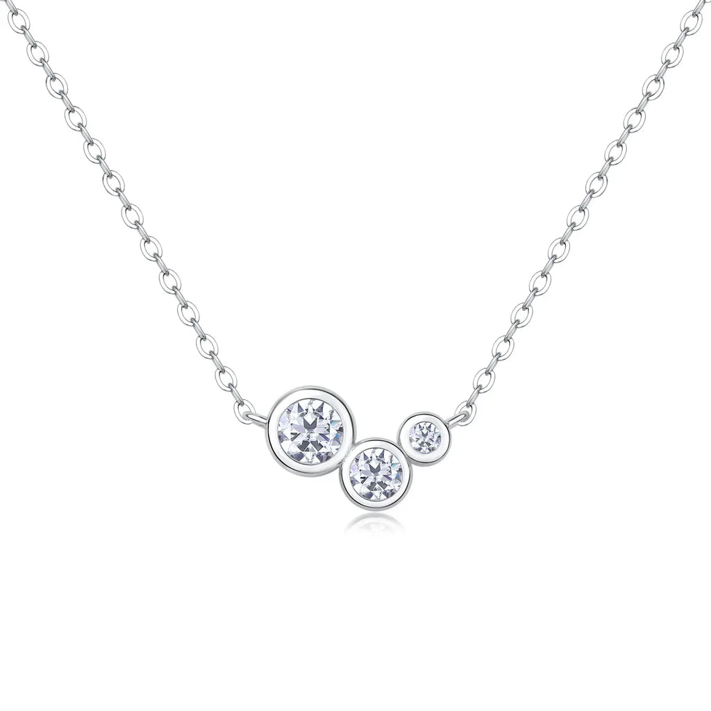 White Dew Luxury Fashion Diamond Pendant Necklace Set With Mosan Diamond Silver Ornaments - AURIEVAA