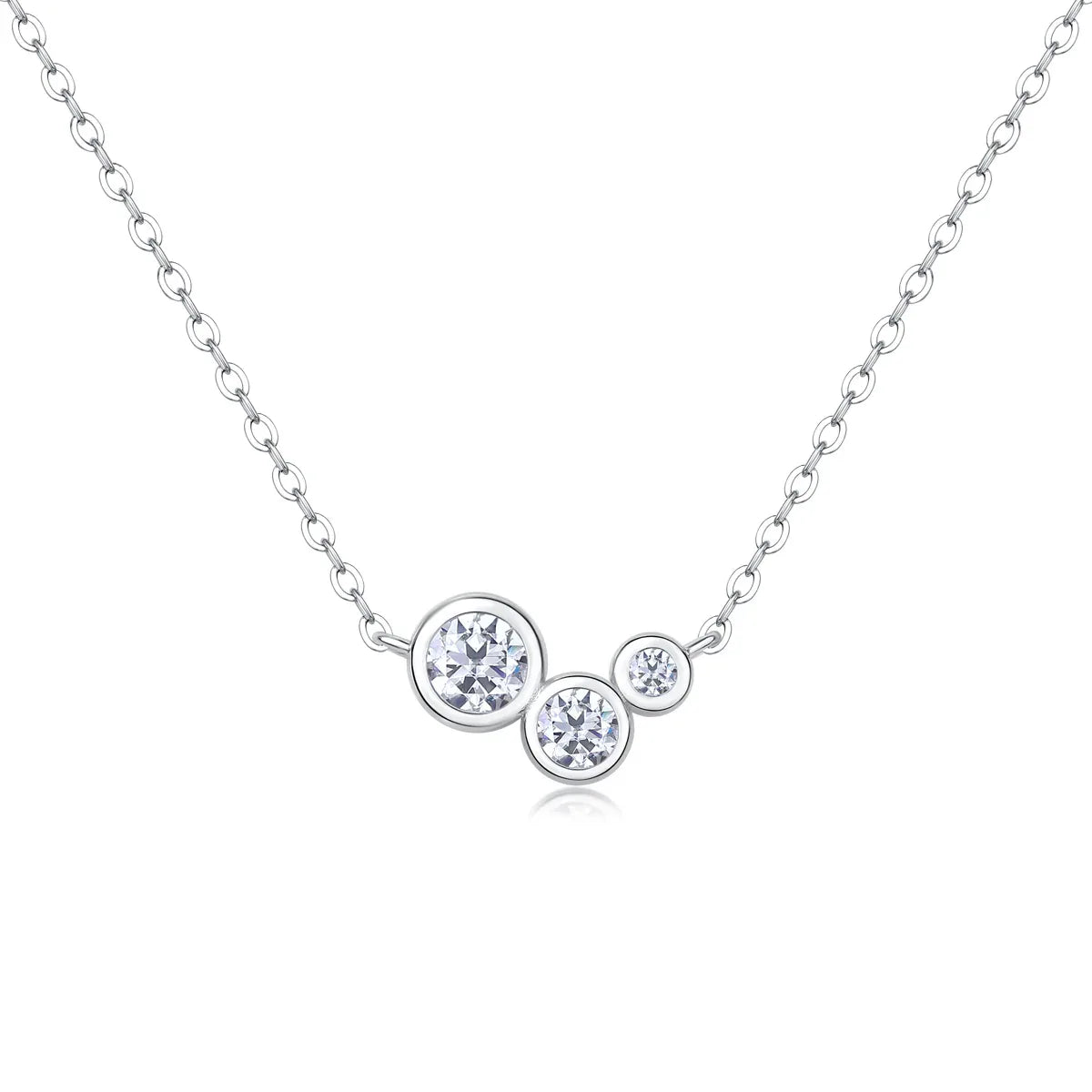 White Dew Luxury Fashion Diamond Pendant Necklace Set With Mosan Diamond Silver Ornaments - AURIEVAA