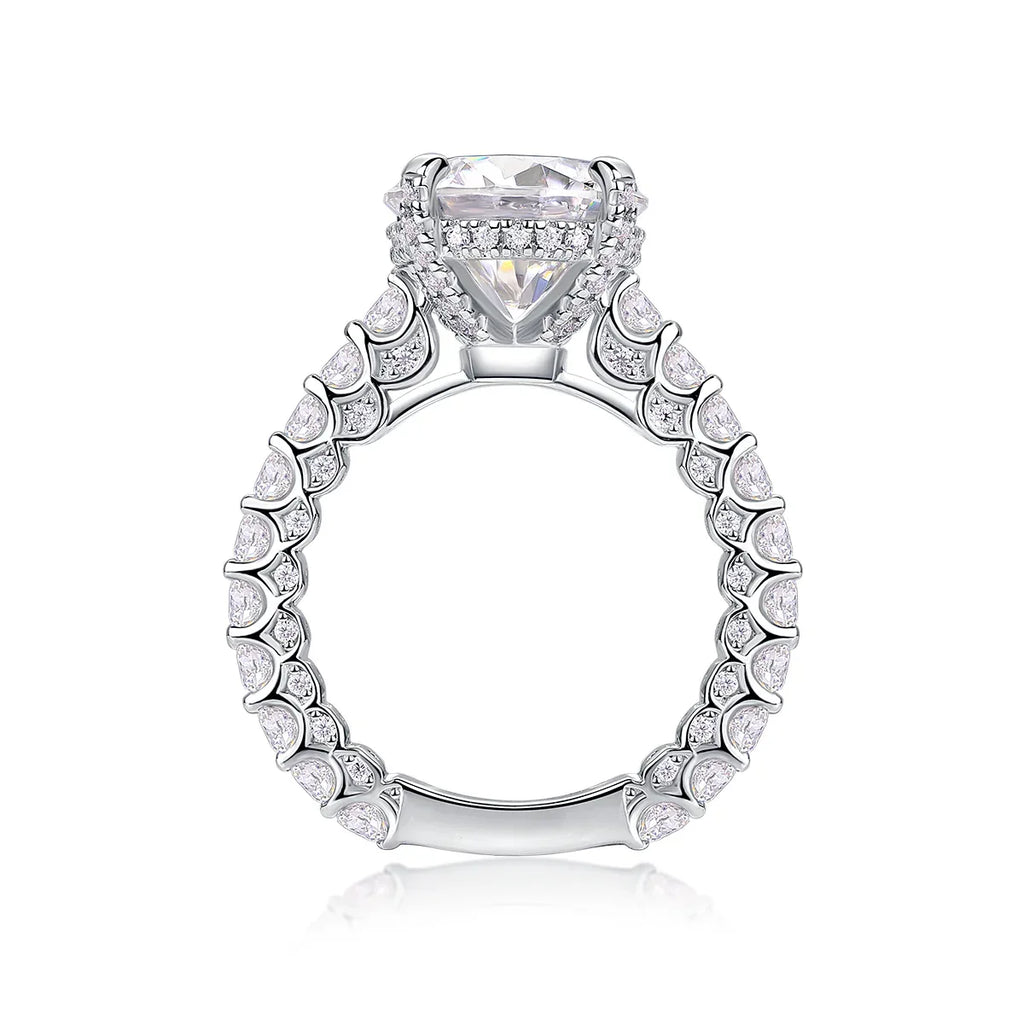 Affectionate And Tender - A 5-carat S925 Silver Diamond Wedding Ring Set With Top-quality Moissanite And Platinum Plating. The Ring Can Be Inspected With A Diamond Pen - AURIEVAA